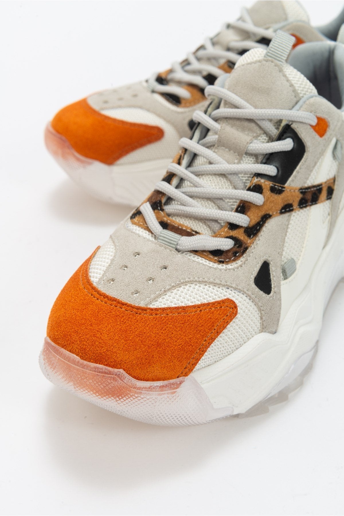 Loretta Women's White & Orange Platform Sneakers - Comfortable Fashion Sneakers for Casual Wear, Walking & Street Style