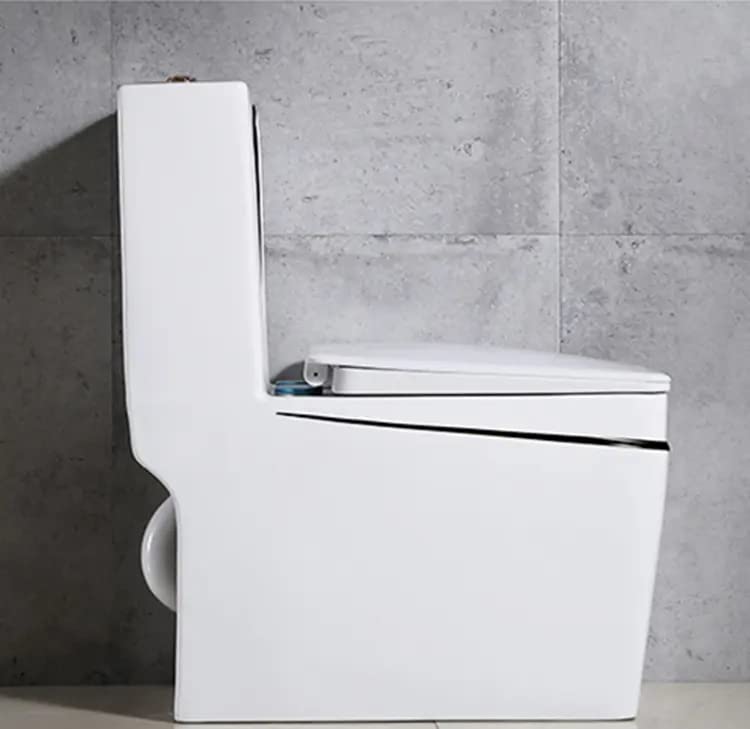 InArt Syphonic Washdown Flush Ceramic One-Piece Western Toilet - Glossy Black & White Modern Water Closet Commode for Bathroom, Home & Office Use