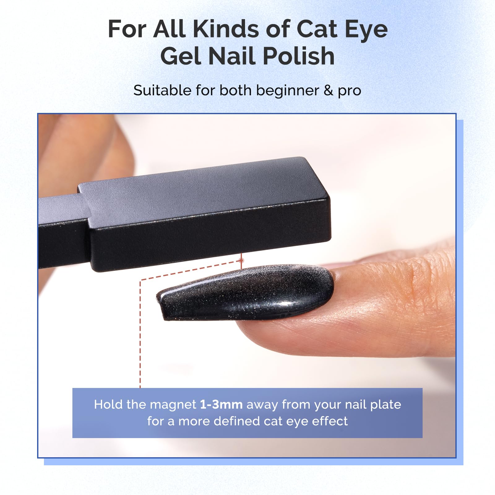 MelodySusie 5-in-1 Nail Magnet - Professional Cat Eye Gel Polish Magnet for Nail Art Designs, Strong Magnetic Nail Polish Tool for Salon & Home Manicures - Perfect for DIY Nails, Gel Polish Application & Nail Art Creations