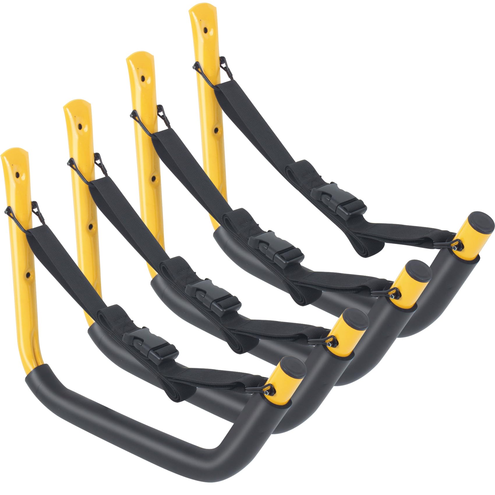 Heavy Duty Kayak Wall Mount Storage Rack - 4 Pack Kayak Hooks with Adjustable Straps, 100 LB Capacity - Perfect for Garage, Shed or Outdoor Kayak, Paddle Board, SUP, Surfboard, Bike & Ladder Organization