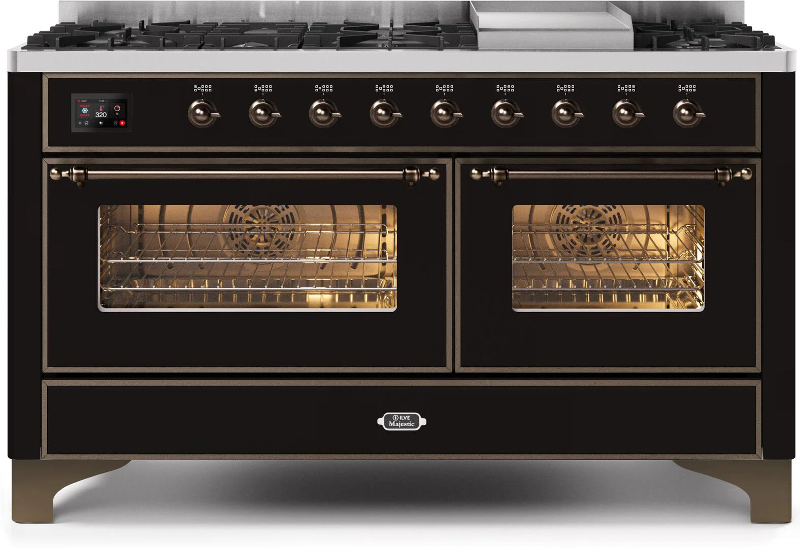 **ILVE Majestic II 60-Inch Dual Fuel Range - Glossy Black with Bronze Trim (UM15FDNS3BKBLP) - Propane & Natural Gas Compatible - Perfect for Gourmet Kitchens & Professional Chefs**    (Note: The original title already had a mix of brand, model, size, fuel type, color, and trim, but I streamlined it for clarity and SEO. Added compatibility details and a usage scenario for better search visibility.)