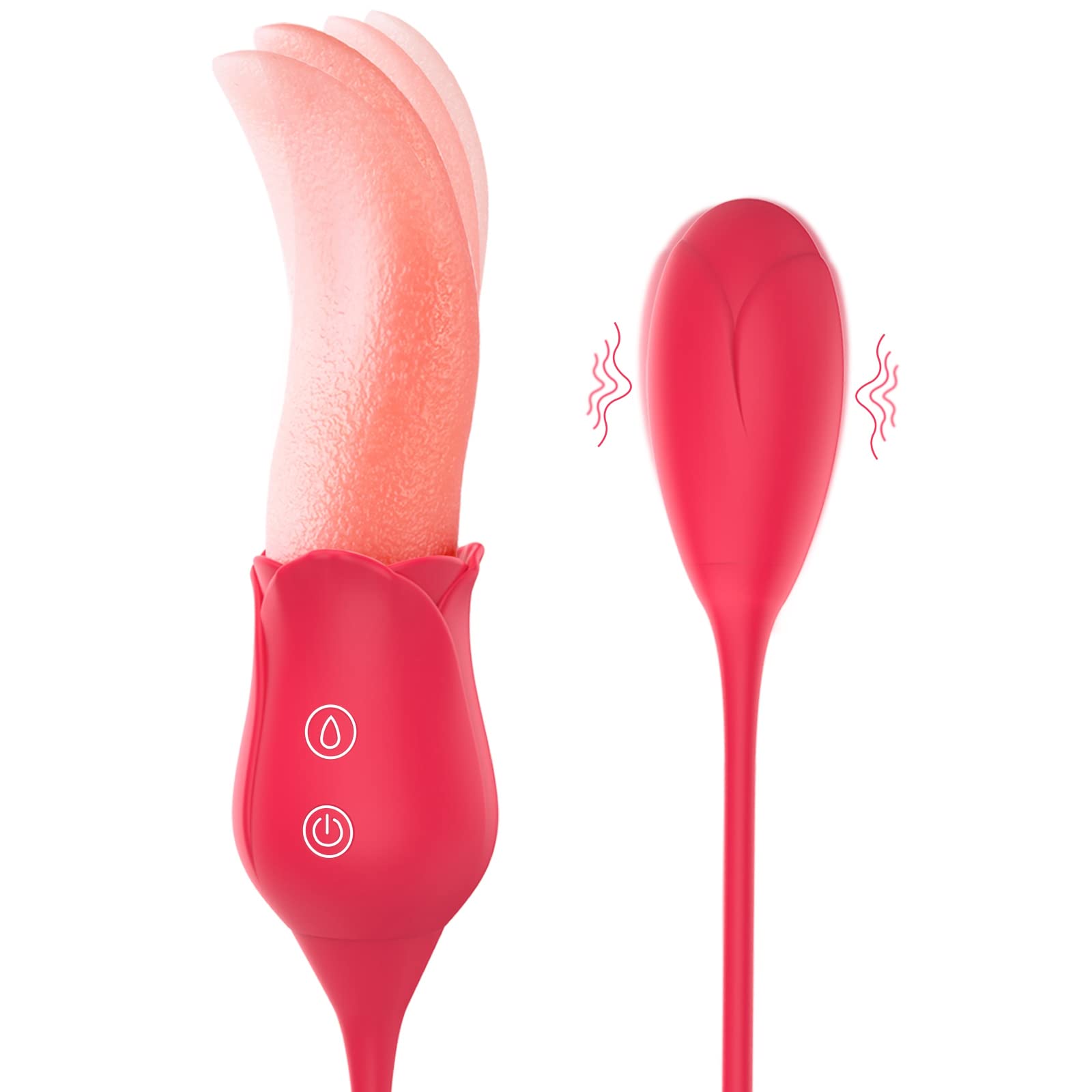 Premium Rose Vibrator for Women - 10 Licking & 10 Vibration Modes, G Spot & Clitoral Stimulator with Realistic Tongue - Perfect for Couples Foreplay & Solo Pleasure - Ideal for Romantic Nights & Personal Relaxation