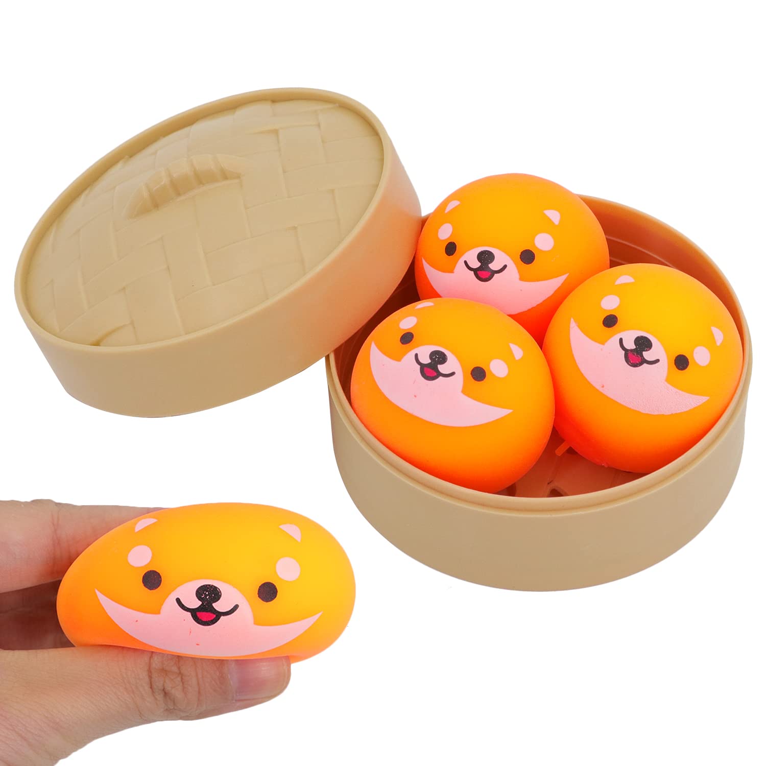 3Pcs Colorful Dumpling Stress Ball Fidget Sensory Toys - Squeeze & Play Silicone Hand Stress Relief Balls with Steamer Kit for Office, Home, Party Gifts | Anxiety Relief, ADHD Focus & Sensory Therapy