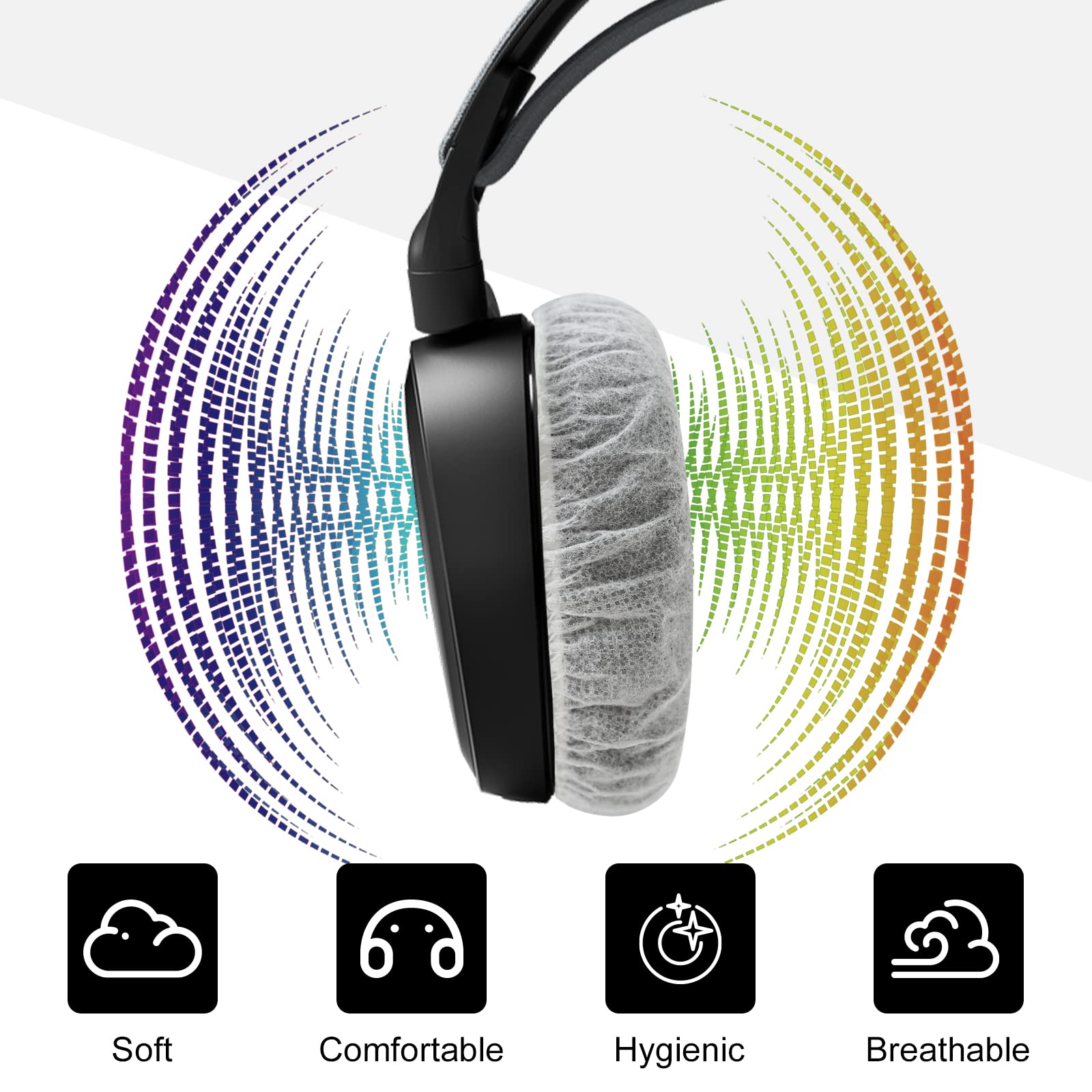 Yizhet 100-Pack Disposable Headphone Covers - Stretchable Non-Woven Fabric Earpad Protectors (7-8.5cm/2.75