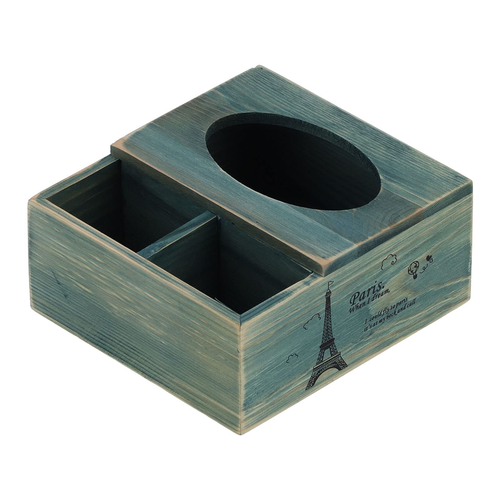 Restokki Wooden Desktop Storage Box - Multifunctional Napkin & Tissue Holder - Stylish Home & Office Organizer for Desk, Kitchen, or Bathroom Decor