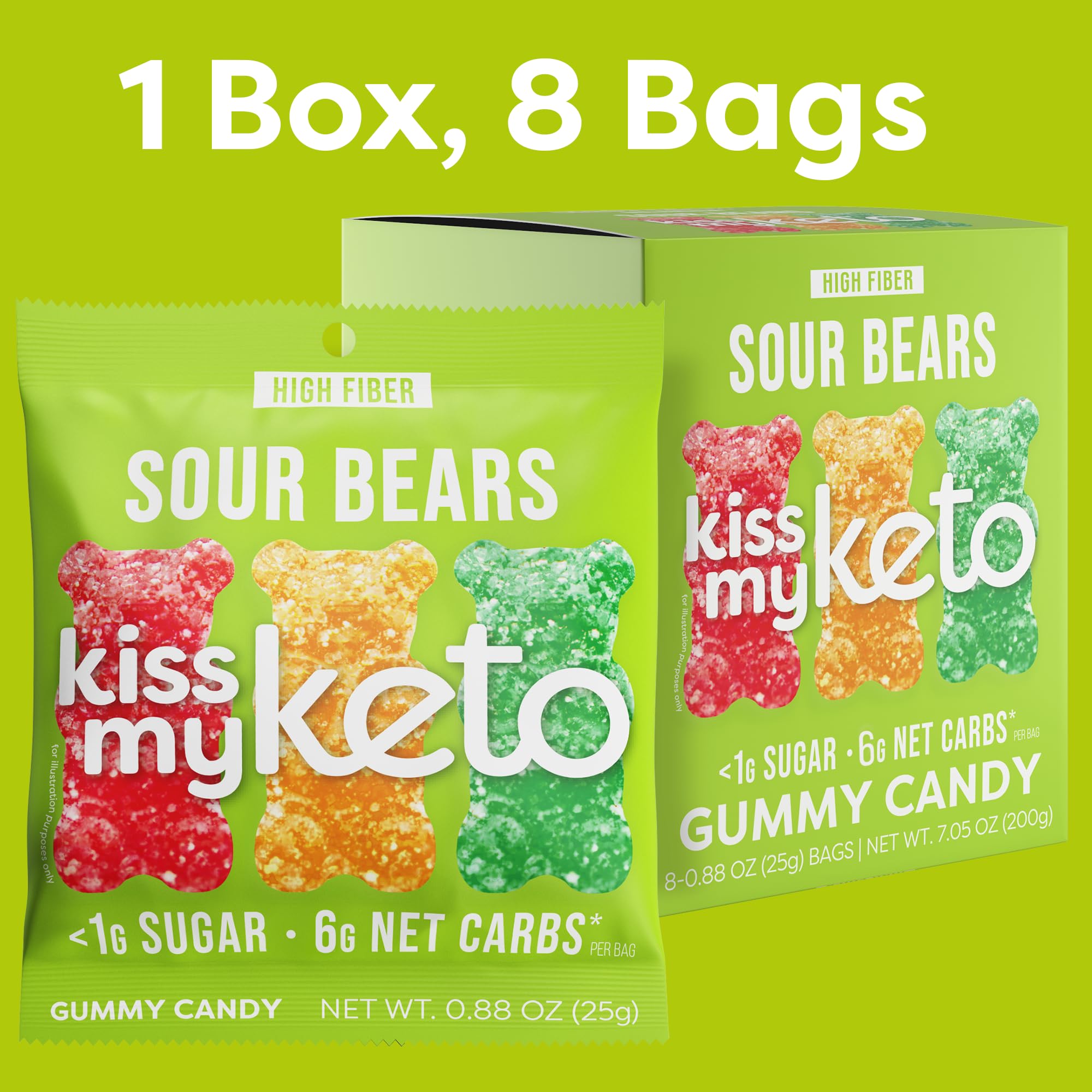 Keto Gummy Bears - Low Carb Vegan Candy for Snacking (8-Pack)