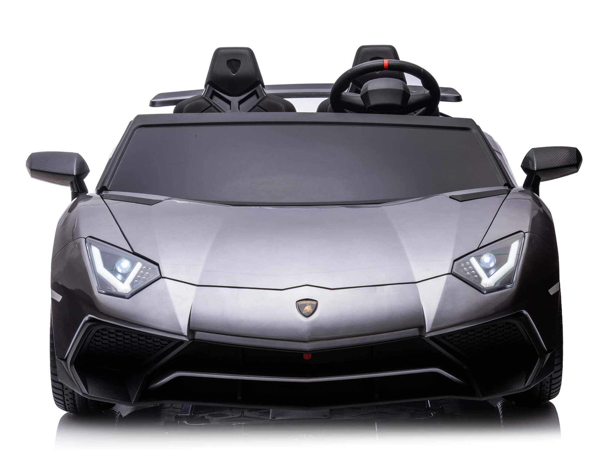 24V Lamborghini Aventador Kids Electric Ride-On Car - 2 Seater, Remote Control, LED Lights, MP3 Player - Perfect for Birthday Gifts & Outdoor Play (Grey)