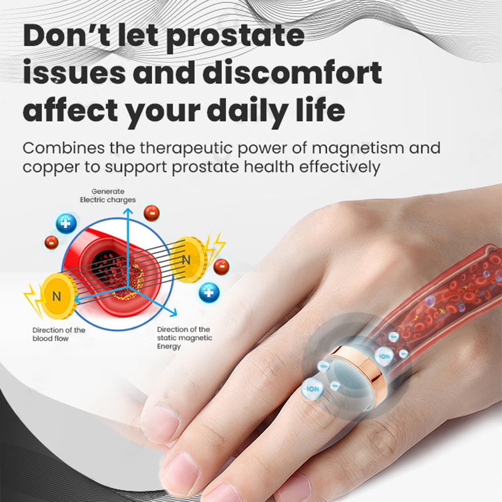 Histone CopperMag Prostate Therapy Ring for Men - Magnetic Copper Ring for Prostate Health & Wellness - Sporty Black Copper Magnetic Ring for Fingers & Thumb - Perfect for Sports, Gym & Daily Wear