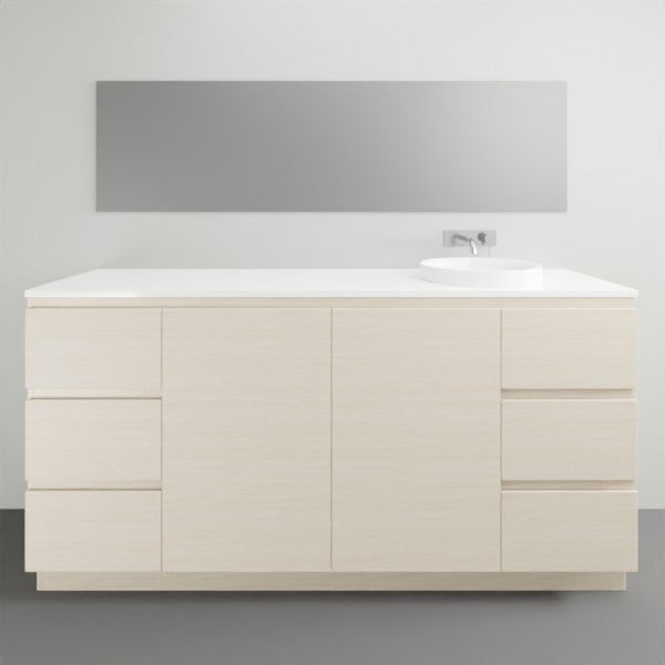 ADP Glacier Lite Ensuite Vanity Set with Solid Surface Top - 3-Piece Door and Drawer Bathroom Vanity for Modern Homes | Perfect for Small Bathrooms, Guest Suites & Apartment Remodels