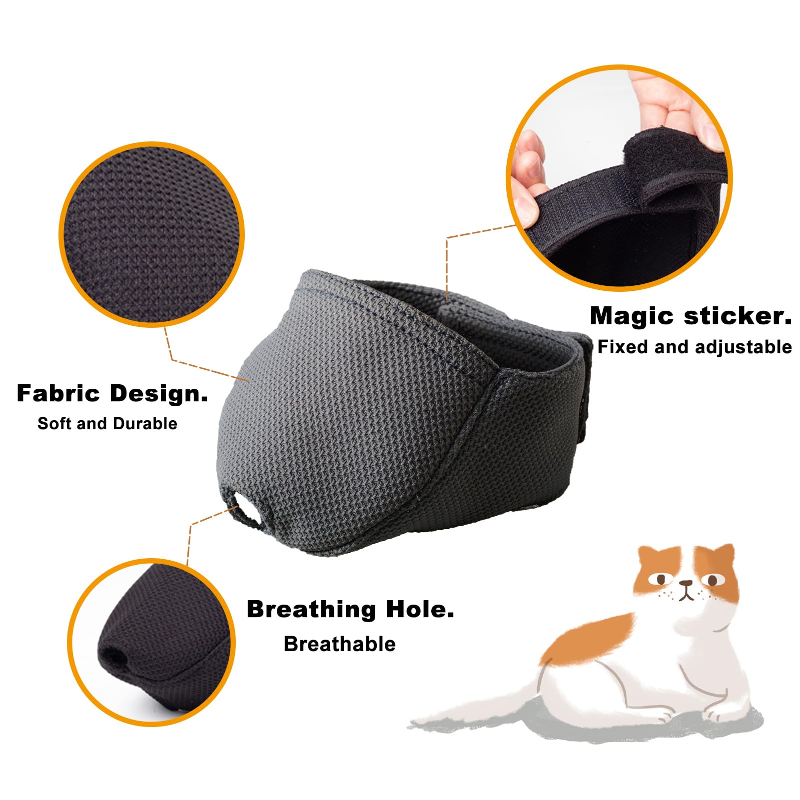 Breathable Mesh Cat Muzzle - Soft Pet Mouth Guard for Biting Prevention & Safe Grooming (Large, Black) | Perfect for Vet Visits, Nail Trimming & Travel
