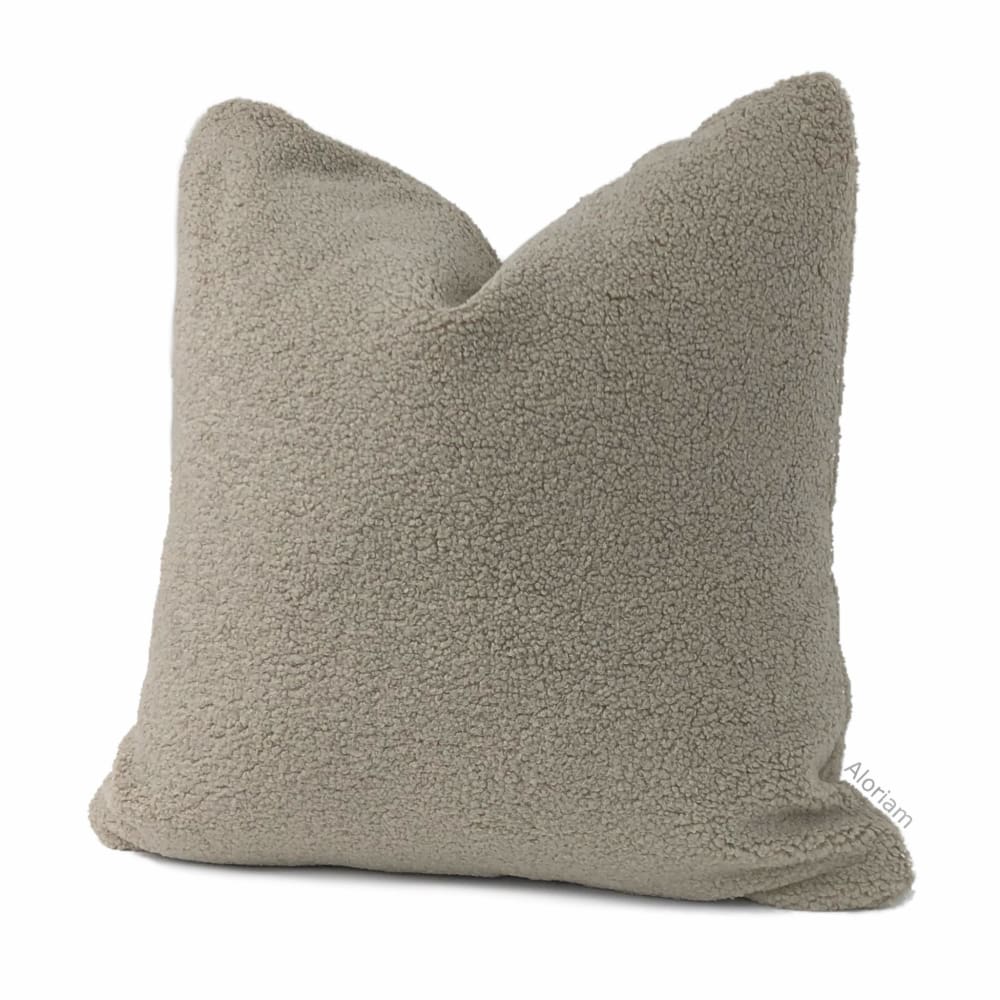 Cozy Mushroom Taupe Sherpa Faux Sheepskin Boucle Pillow Cover - Soft Decorative Throw Pillow Case for Couch, Bed & Home Decor - Perfect for Living Room, Bedroom & Cozy Spaces
