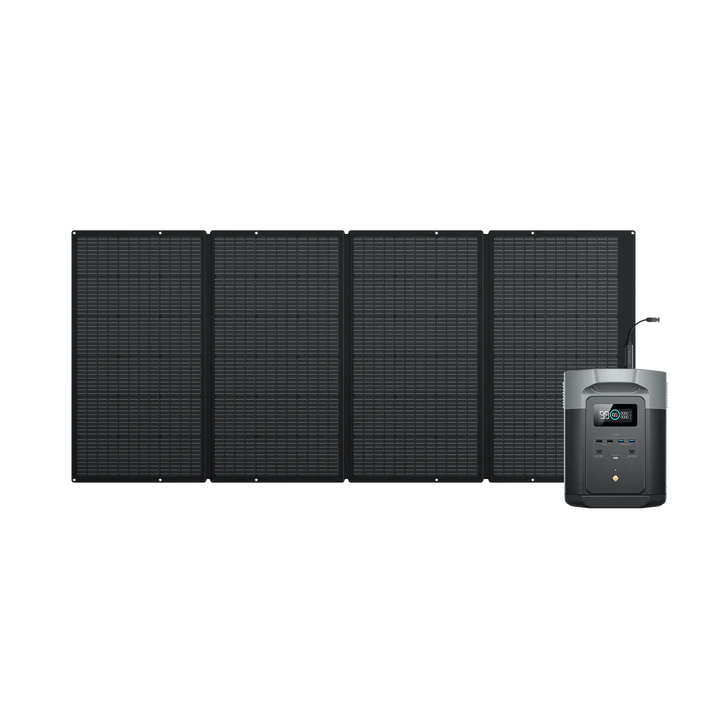 EcoFlow DELTA 2 Max 2000Wh Portable Power Station with 400W Solar Panel - Perfect for Camping, RV Trips & Emergency Backup Power