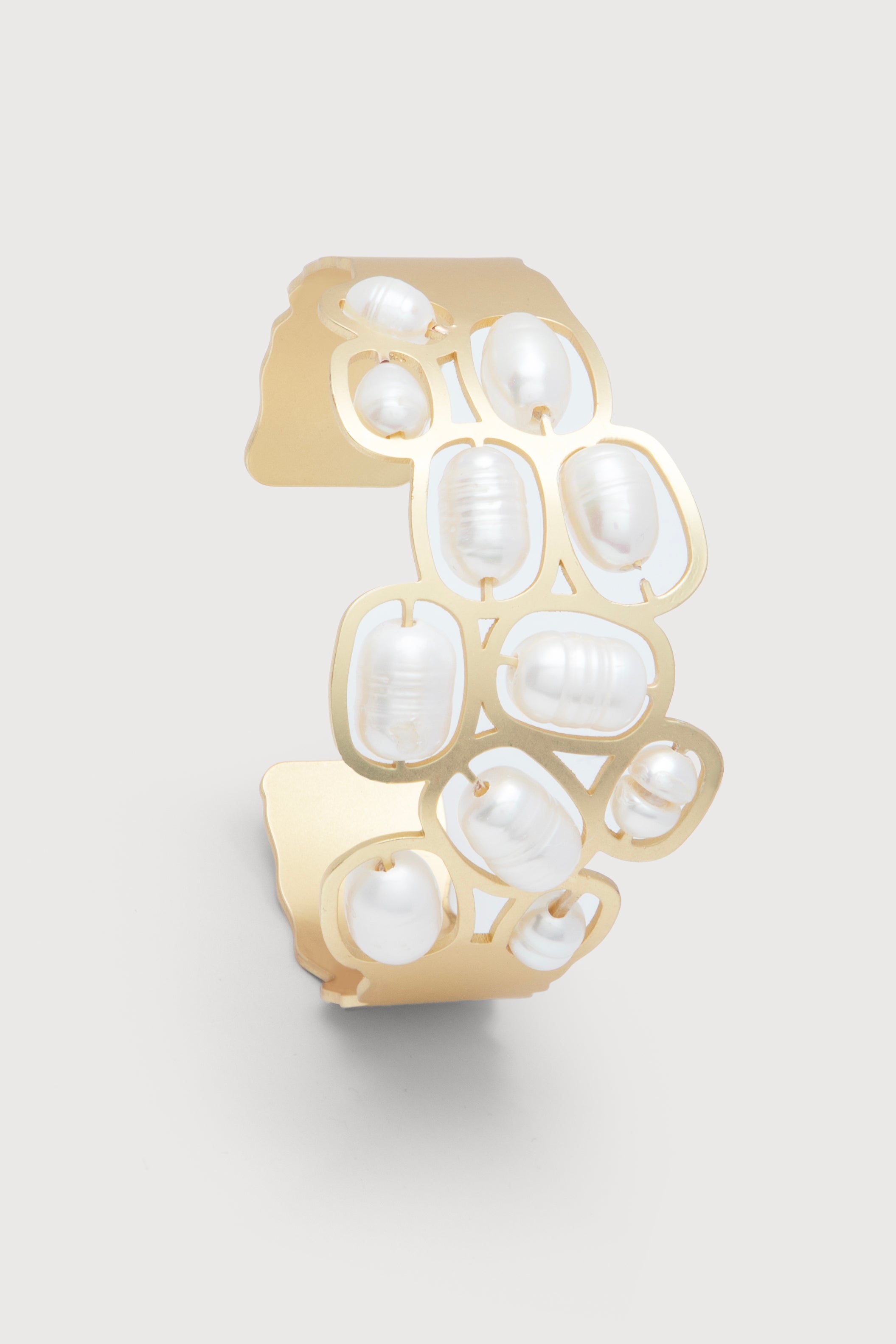 Elegant Pearl Cut Out Waved Cuff Bracelet for Women - Fashion Jewelry for Party, Wedding & Special Occasions