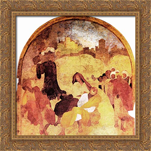Jacopo Pontormo The Agony in the Garden 20x20 Inch Gold Ornate Wood Framed Canvas Art - Religious Wall Decor for Church, Home & Office