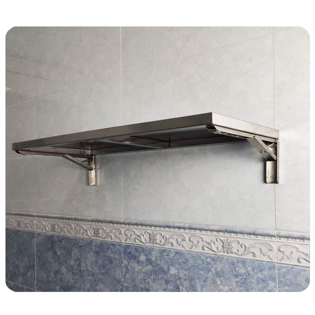 Wall-Mounted Folding Table - Stainless Steel Drop Leaf Table with Telescopic Design, 100x40cm Waterproof Multi-Functional Space Saving Table for Kitchen, Balcony, RV & Small Apartments