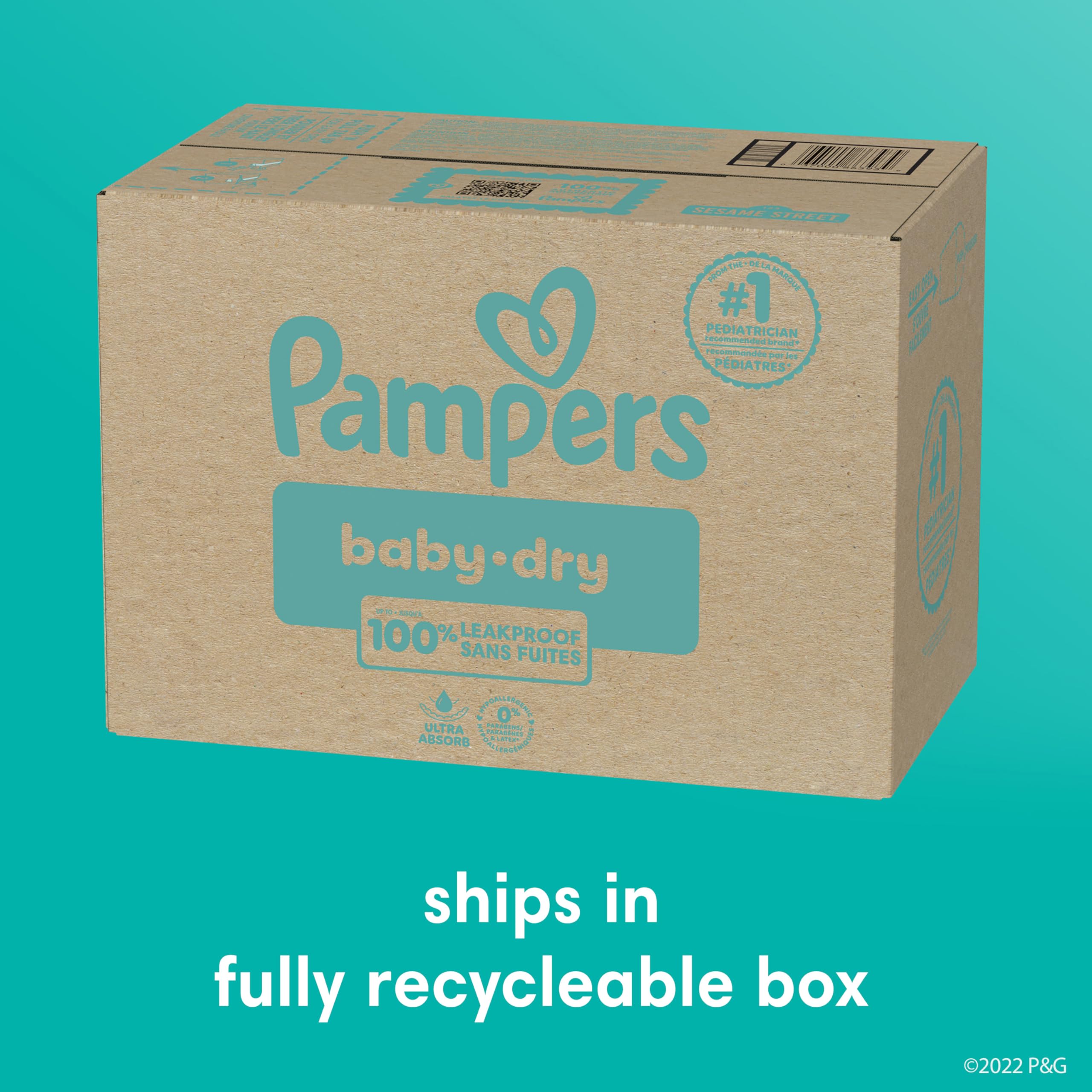 Pampers Baby Dry Disposable Diapers Size 4 (150 Count) - Super Absorbent Overnight Protection for Babies - Perfect for Daycare, Travel & Nighttime Use