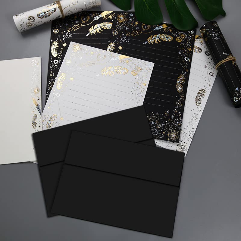 100 Pack Black 5x7 Envelopes, A7 Self Seal Invitation Envelopes for Wedding, Birthday, Baby Shower & Party Cards - Premium Quality Stationery for Greeting Cards, Invitations & Business Mailings