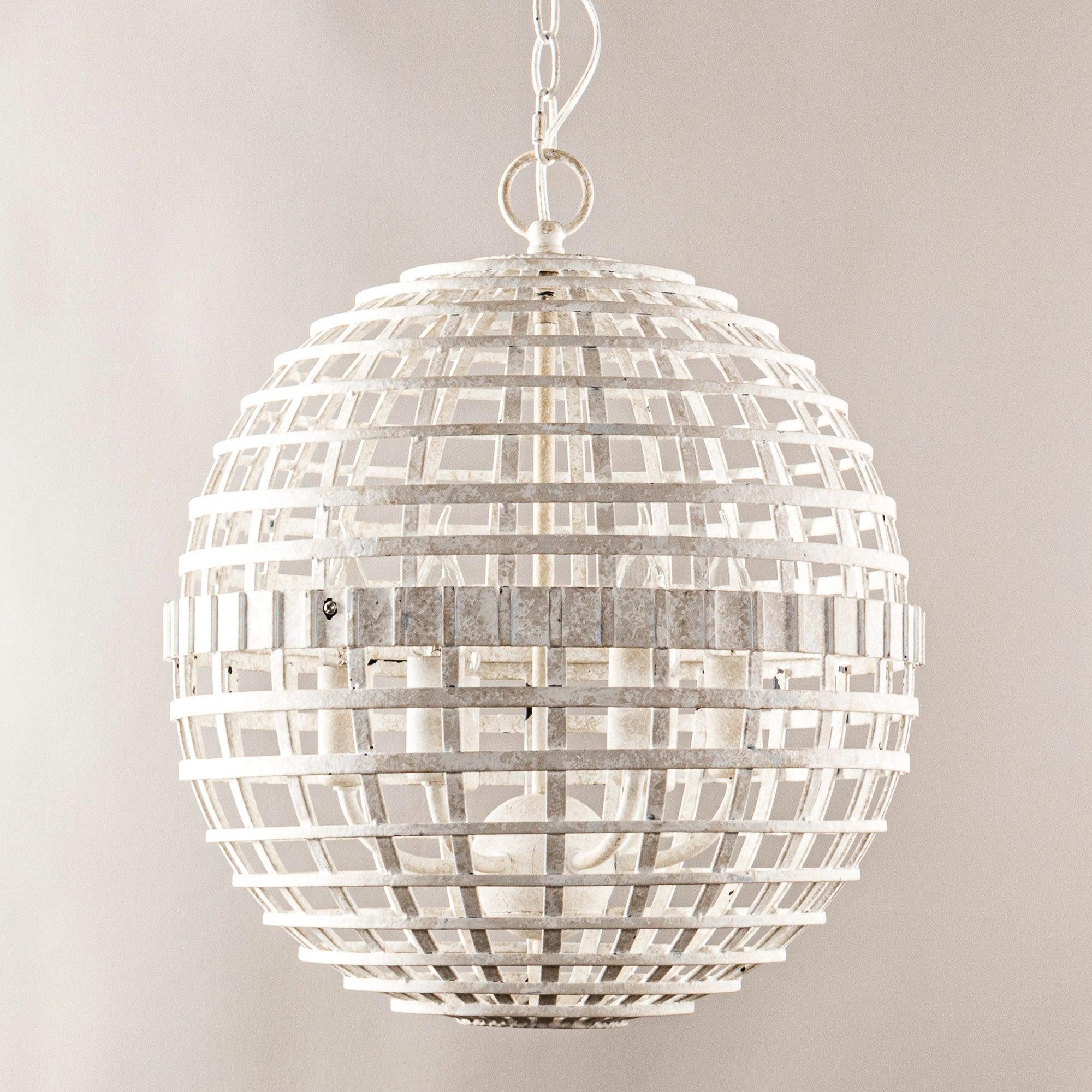 6-Light Vintage Farmhouse Globe Pendant Light Fixture - White - Perfect for Kitchen Island, Dining Room, and Entryway Lighting