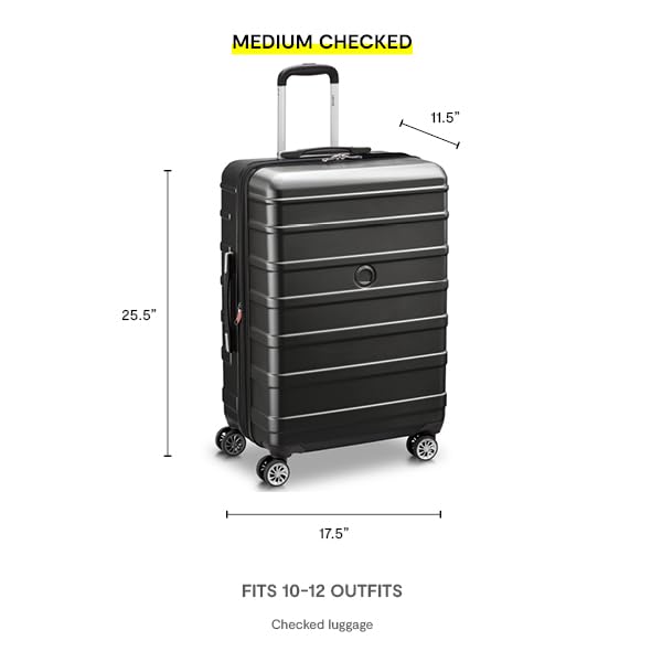Delsey Paris Margot Hardside Luggage 24-Inch - Expandable Spinner Suitcase with Dual Wheels, Spacious Compartments for Men & Women (Black) - Perfect for Air Travel, Business Trips & Vacation Packing