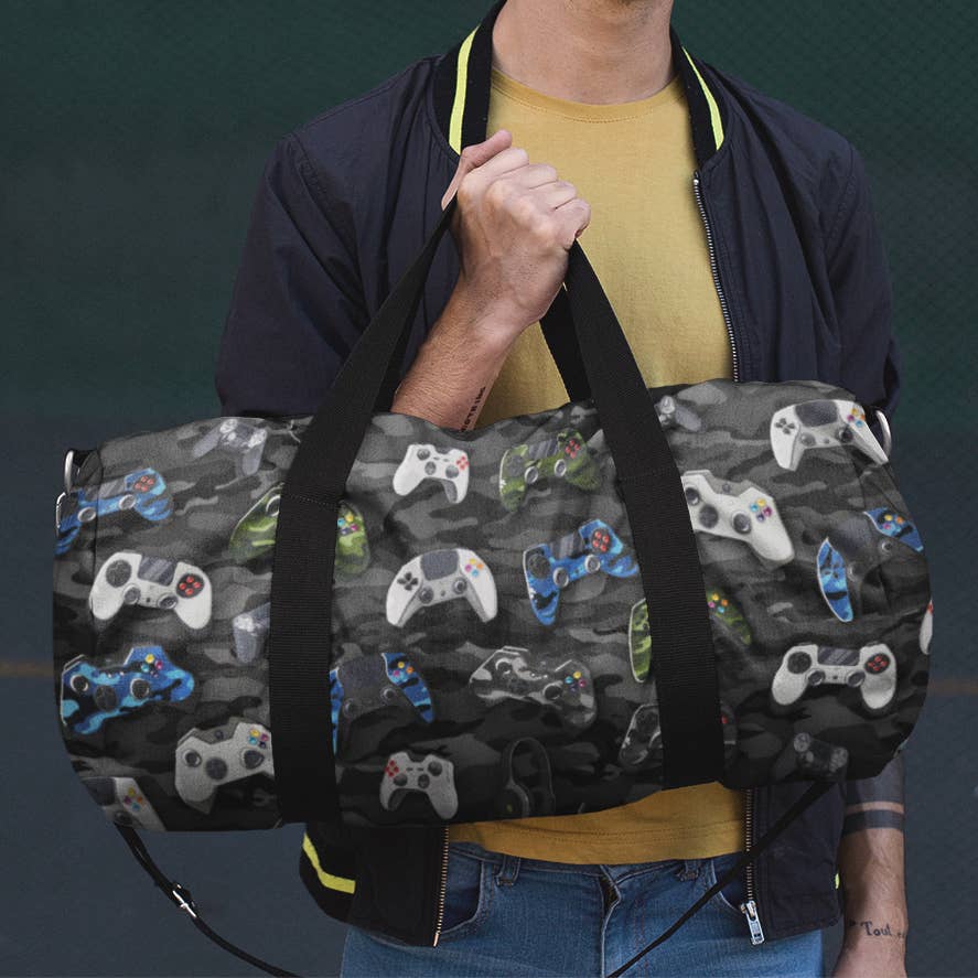 Premium Gamer Duffle Bag for Travel & Esports - Waterproof Gaming Gear Storage with USB Charging Port | Perfect for Tournaments, Gym & Weekend Getaways