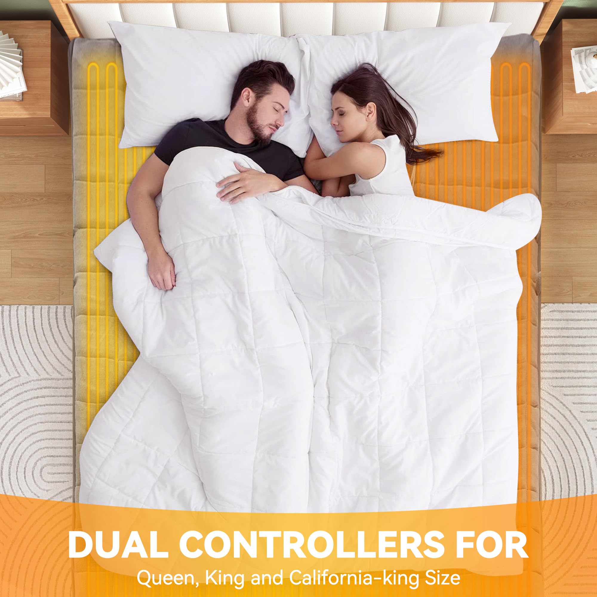 Electric Heated Mattress Pad King Size - Coral Fleece Electric Bed Warmer with 10 Heat Settings & Auto Off (2/4/8 Hours) | Fits Up to 18