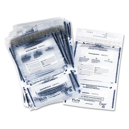 PM Company PMC58008 - Clear Dual Deposit Bags for Cash & Checks - Bank Deposit Security Bags with Tamper-Evident Seals for Retail, Restaurants & Small Businesses