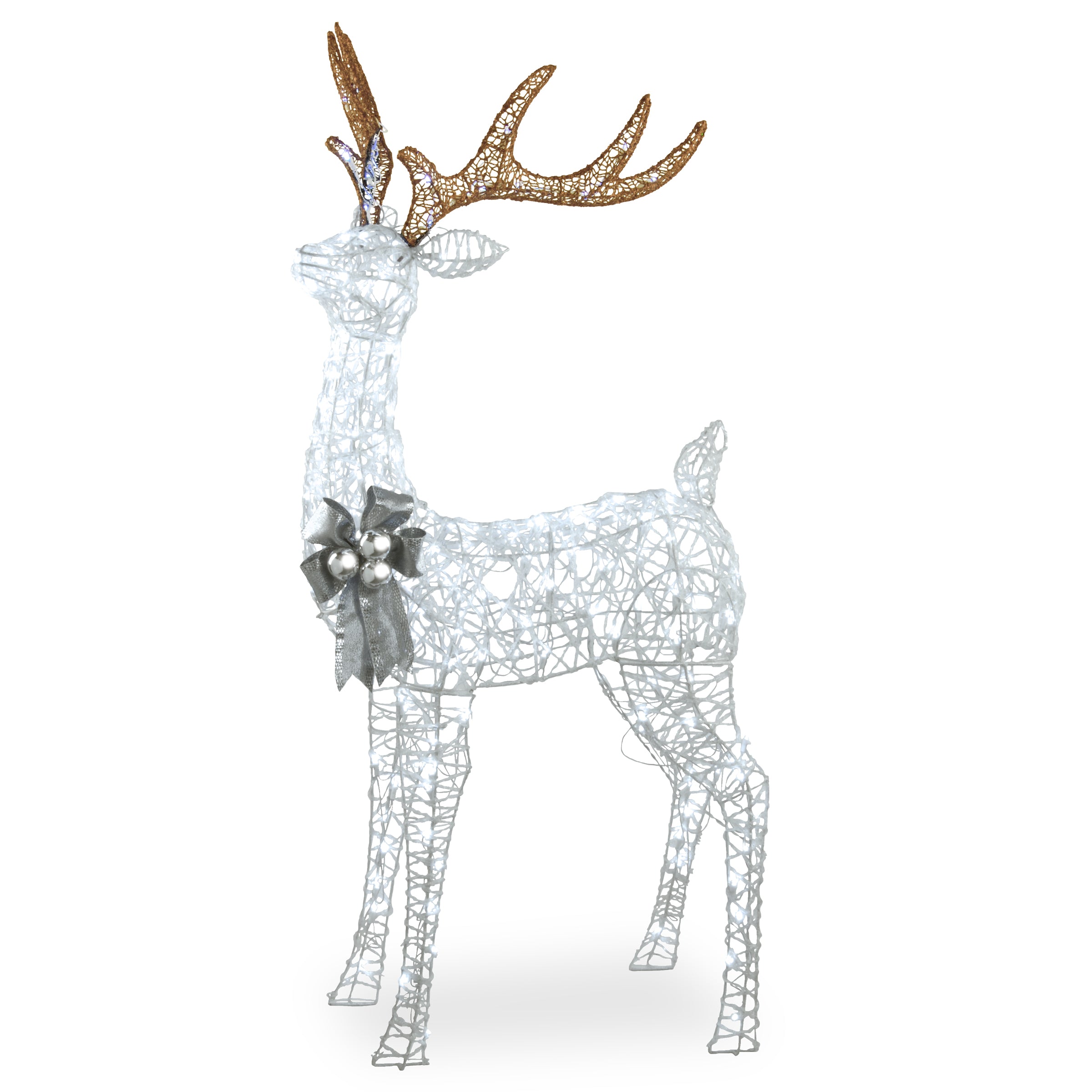 65 Inch Glittered Standing Buck with Twinkling LED Lights - Perfect for Christmas Decorations, Holiday Party Centerpiece, and Outdoor Lawn Decor