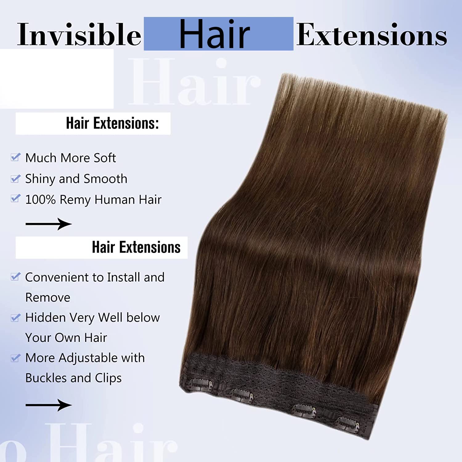 Foreign Holics 4 Clips Heat Resistant Synthetic Straight Hair Extensions - 24 Inch Brown Wig (80g, Set of 1) | Perfect for Daily Styling, Cosplay & Special Occasions