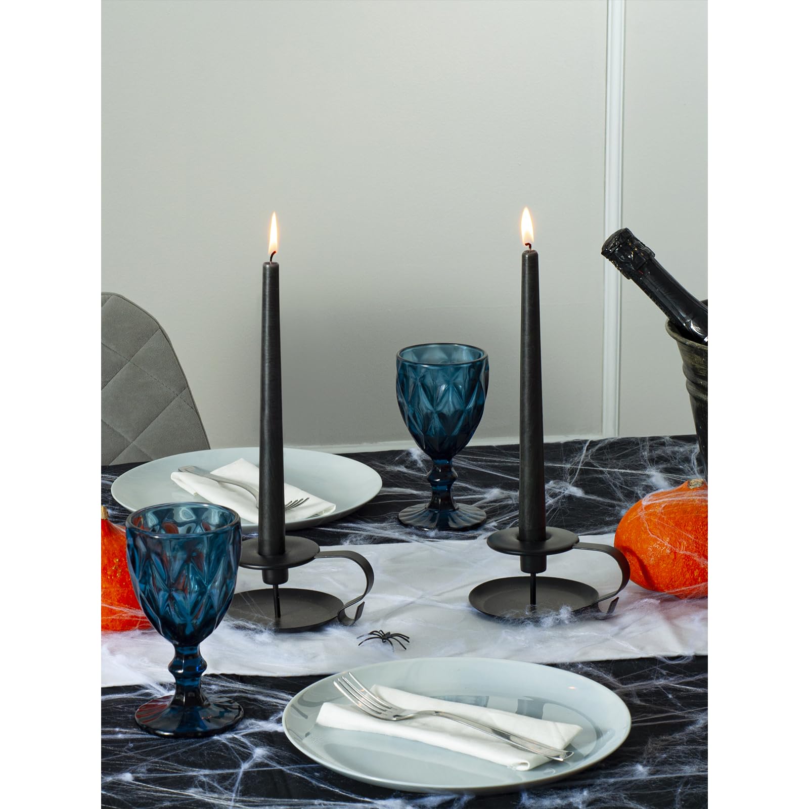 CANDWAX 12 Inch Unscented Black Taper Candles Set of 4 - Dripless, Smokeless, Slow Burning Tapered Candlesticks for Weddings, Dinner Parties, Church, and Home Decor - Coal Black Candles