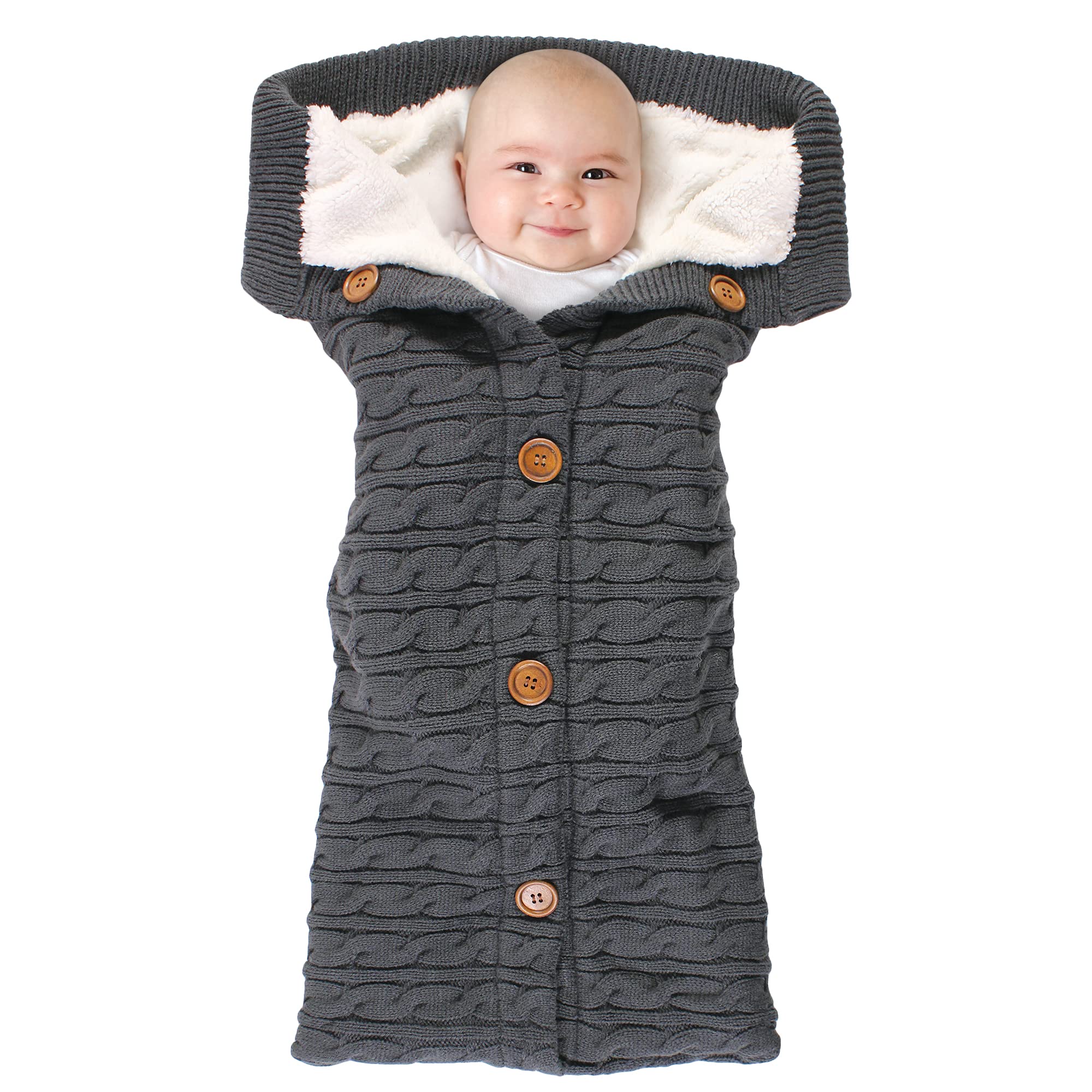 Hudson Baby Sherpa Knit Wrap Sack - Unisex Stroller Blanket for Cozy Outings