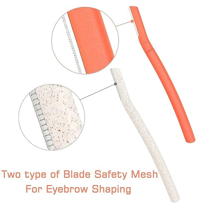 ChaosssCo Facial Fuzz-Free Razor & Eyebrow Trimmer - Professional Exfoliating Dermaplaning Tool for Women | Peach Fuzz Remover & Multipurpose Skin Care (4-Pack, Orange) | Perfect for Eyebrow Shaping, Facial Hair Removal & At-Home Spa Treatments