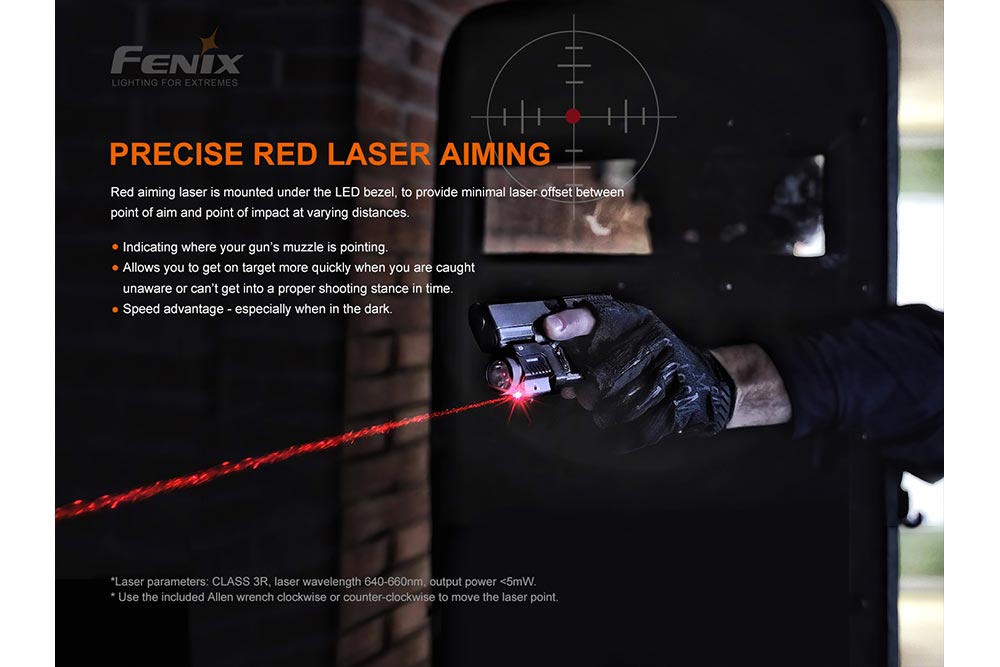 Fenix GL22 Tactical LED Flashlight with Red Laser Sight - Perfect for Hunting, Camping & Emergency Situations