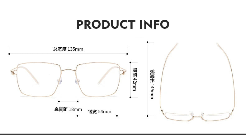 Stylish Black Square Titanium Eyeglasses for Women - Lightweight Screwless Full-Rim Frame M1854 | Perfect for Office, Reading & Everyday Fashion Accessory