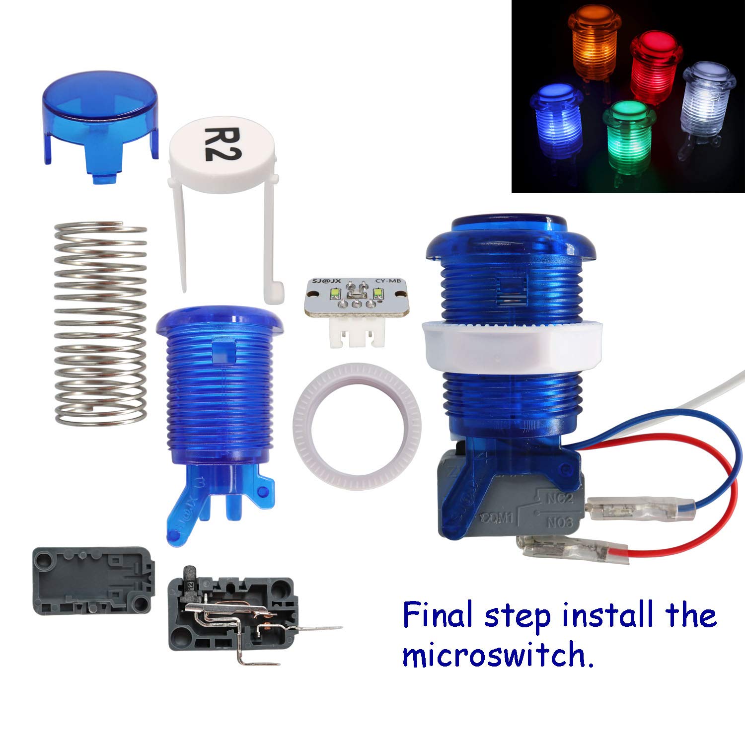 Arcade Game Stick DIY Kit with LED Buttons & USB Encoder for PC/MAME/Raspberry Pi - Gaming & Retro Setup