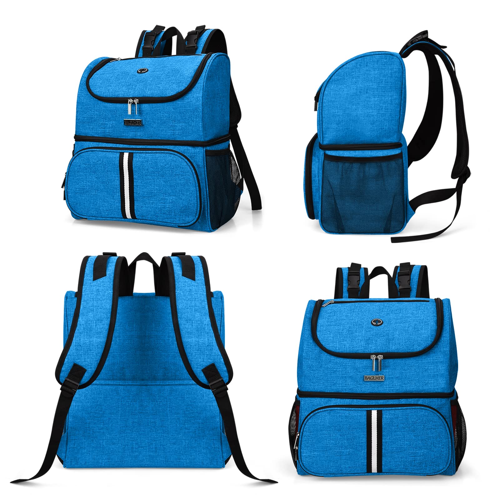 BAGLHER Pet Travel Backpack with Bowls & Food Baskets - Blue for Dog & Cat Outings