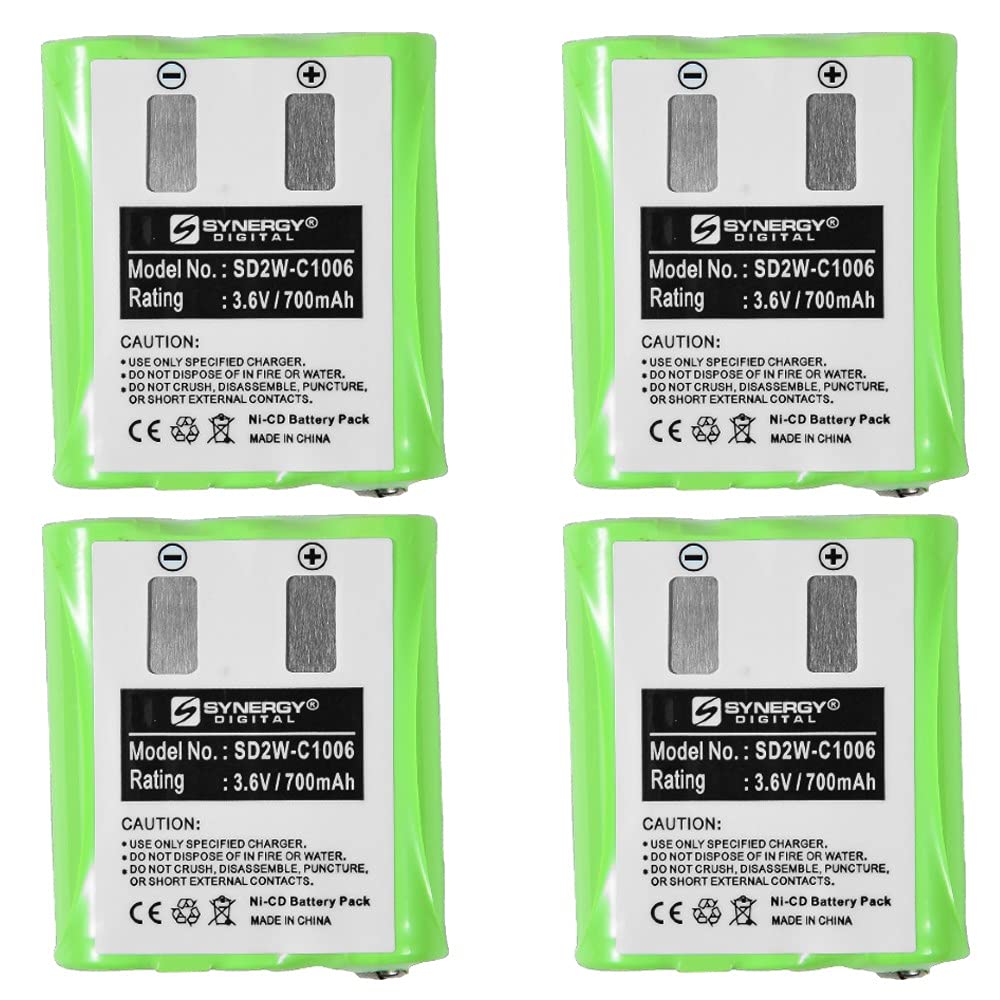 Synergy Digital 2-Way Radio Rechargeable Batteries (4-Pack) - Ni-CD 3.6V 700mAh Replacement for Motorola TLKR T92 H2O & 53615 Battery - Perfect for Outdoor Adventures, Camping, and Emergency Communication