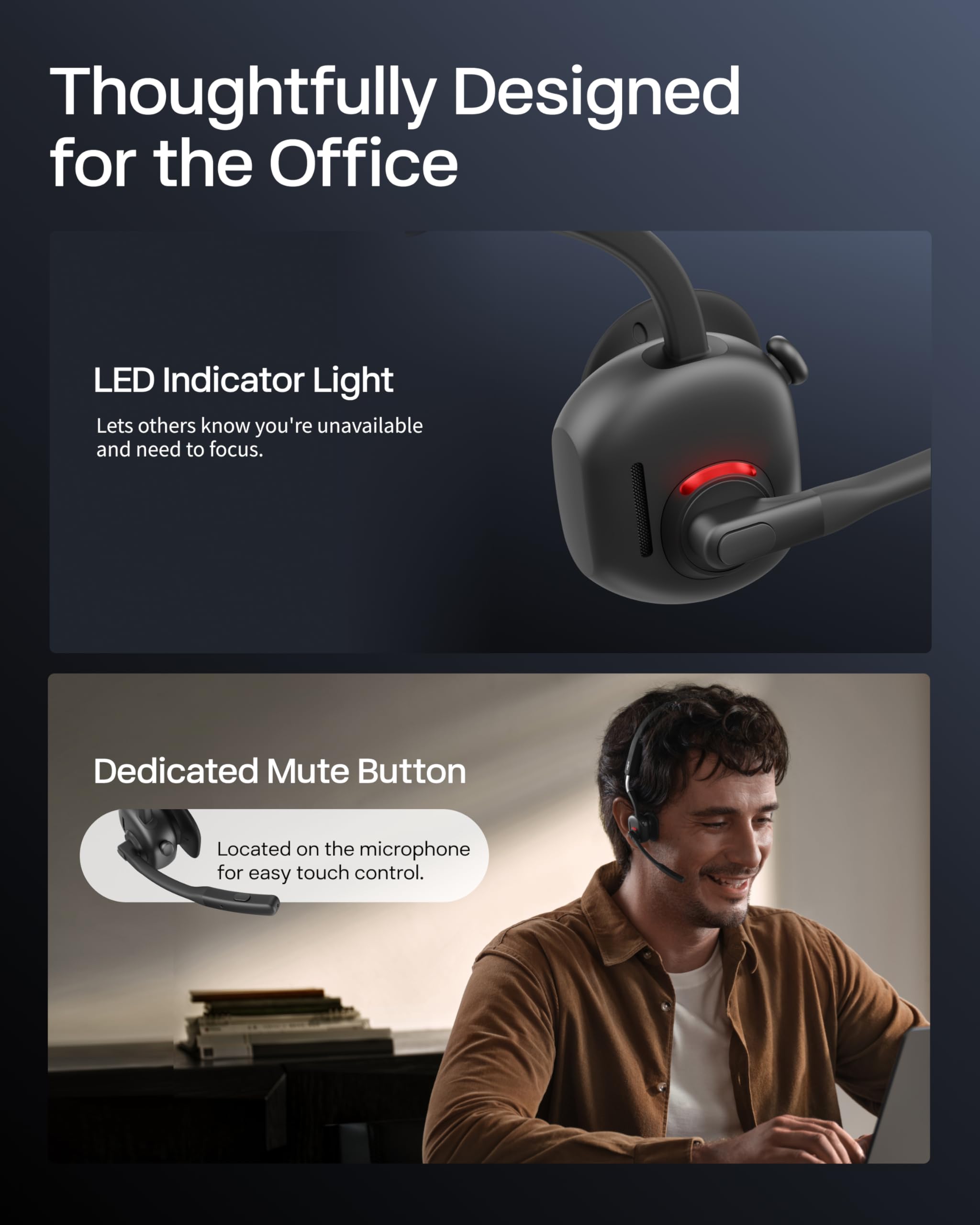 SHOKZ OpenMeet UC Wireless Open-Ear Bluetooth Headset with Noise Cancelling Mic for PC & Mac - USB-A Dongle, Mute Button, Custom Fit & Smart App Control - Perfect for Remote Work, Video Calls & Office Meetings (Model C610 UC)