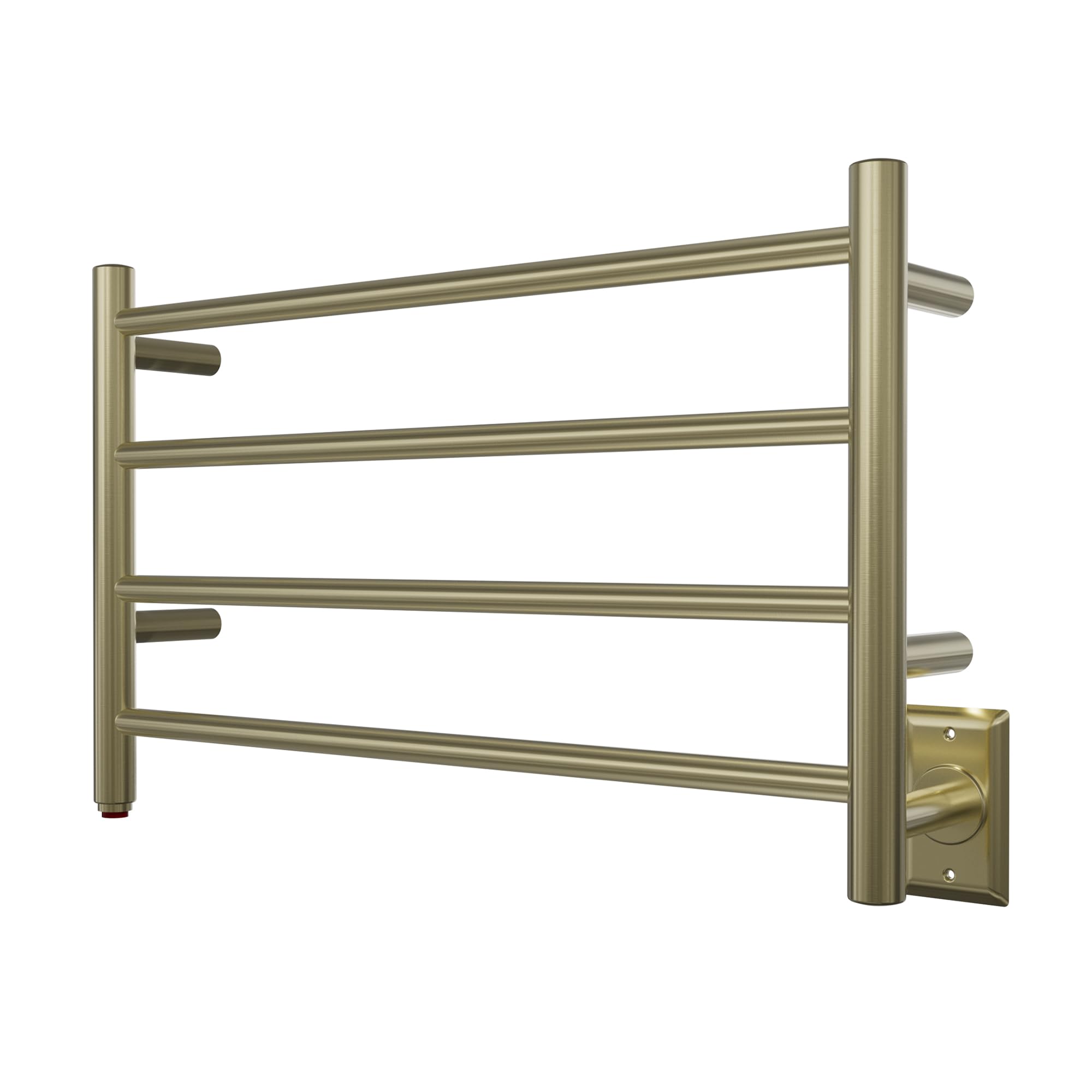 HEATGENE 4 Bar Wall-Mounted Electric Towel Warmer - Brushed Brass Bathroom Towel Heater & Dryer with Plug-in Design | Perfect for Bathrooms, Spas, and Luxury Home Decor