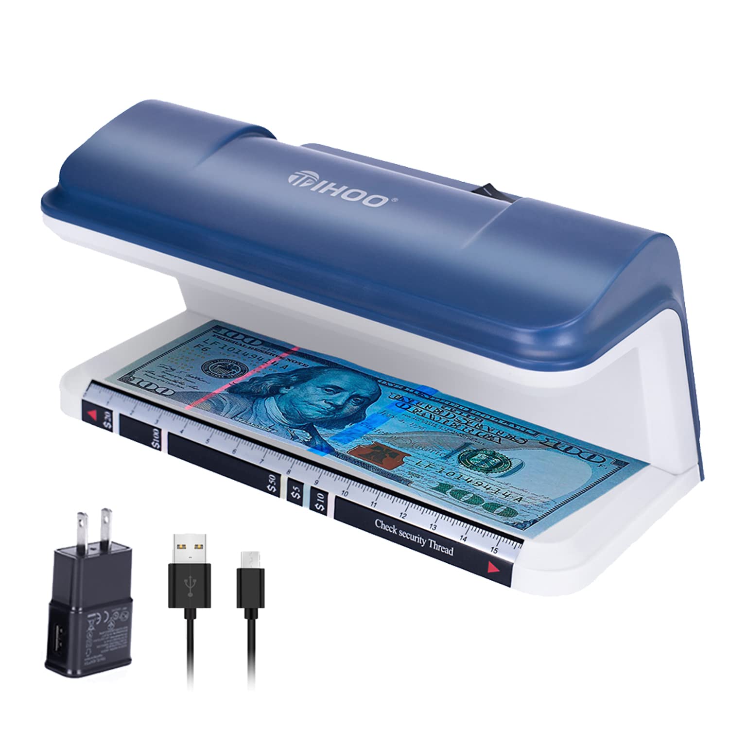 Authentic UV LED Money Counterfeit Detector - Portable Bill Checker with UV Light & Money Marker for Detecting Fake Currency - Ideal for Retail, Banks & Cash Handling Businesses