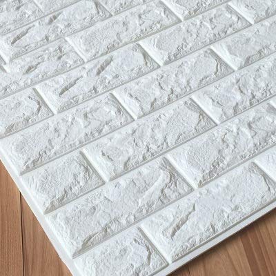 10-Pack 3D Brick Wall Stickers - Self-Adhesive Foam Wallpaper for DIY Home Decor, Waterproof & Easy to Install (White, 77cm x 70cm) - Perfect for Kids' Room, Living Room & Nursery Wall Covering