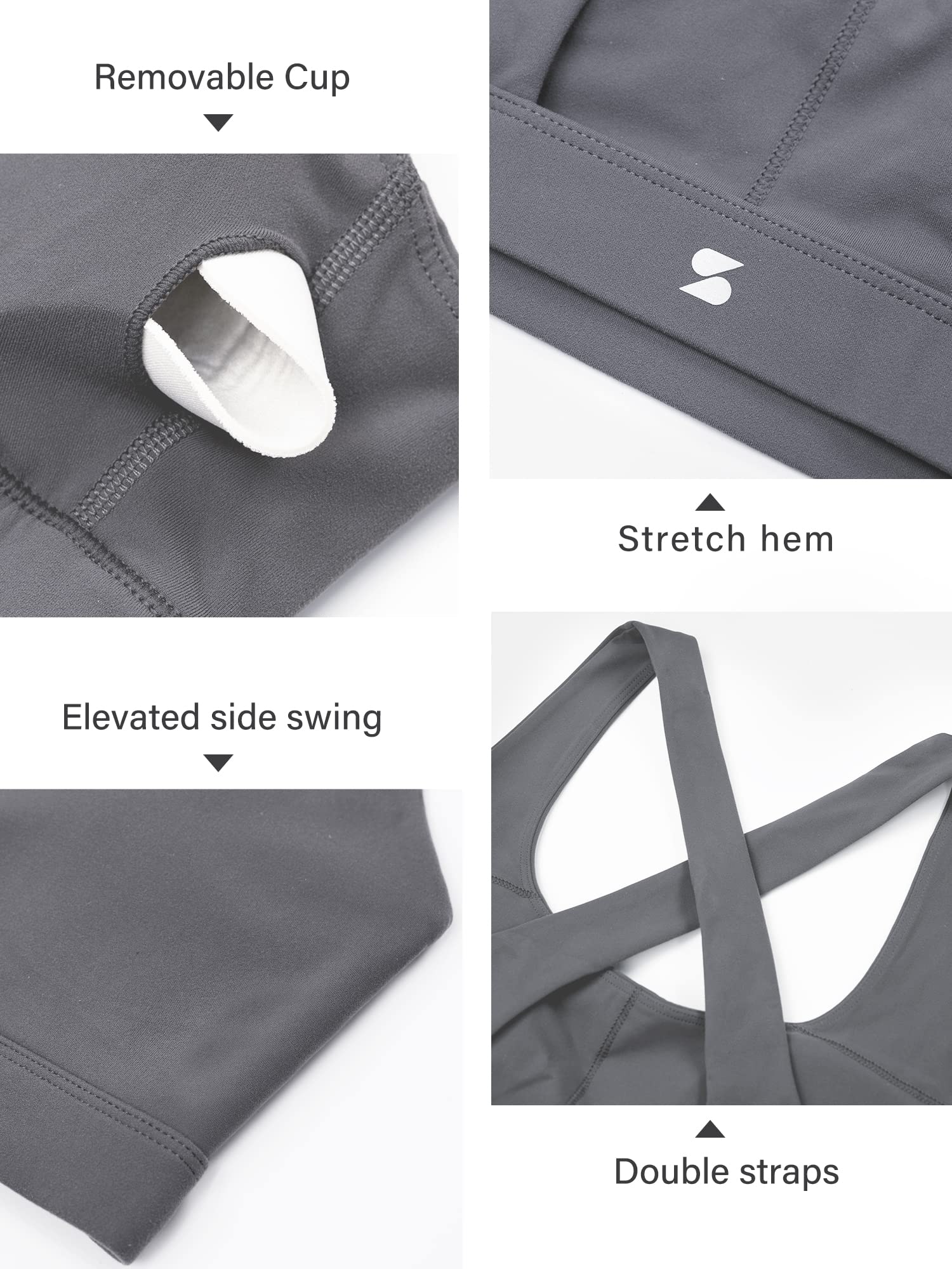 Stelle Women's Strappy Sports Bra - Full Coverage Criss Cross Back Yoga Bra with Padded Support for Workout & Gym - Perfect for Yoga, Running, HIIT and Fitness Training