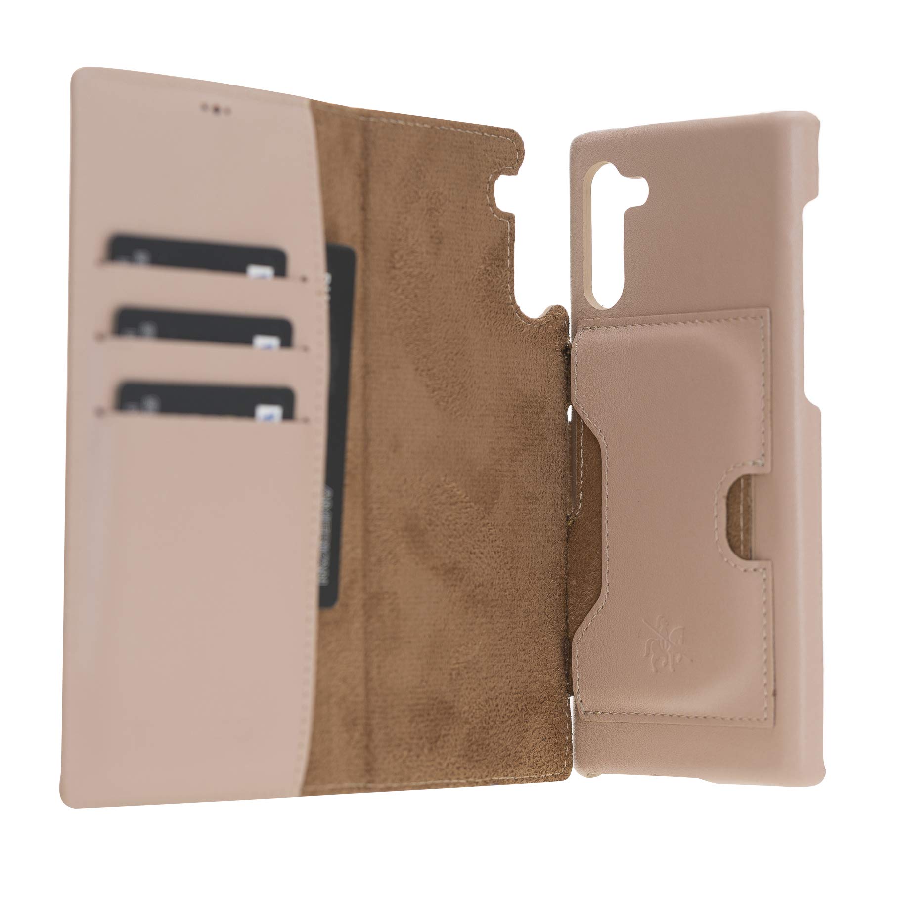 Venito Florence Genuine Leather Wallet Phone Case for Samsung Galaxy Note 10 - RFID Blocking Protection - Detachable Card Holder - Nude Pink - Perfect for Travel, Work & Everyday Use