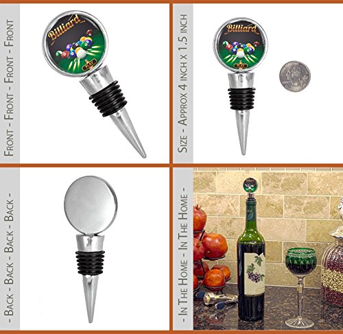 Premium Pool Table Billiard Game Wine Stopper - Vector Illustration for Wine Bottles, Perfect for Home Bars, Game Rooms & Gifts for Billiard Lovers