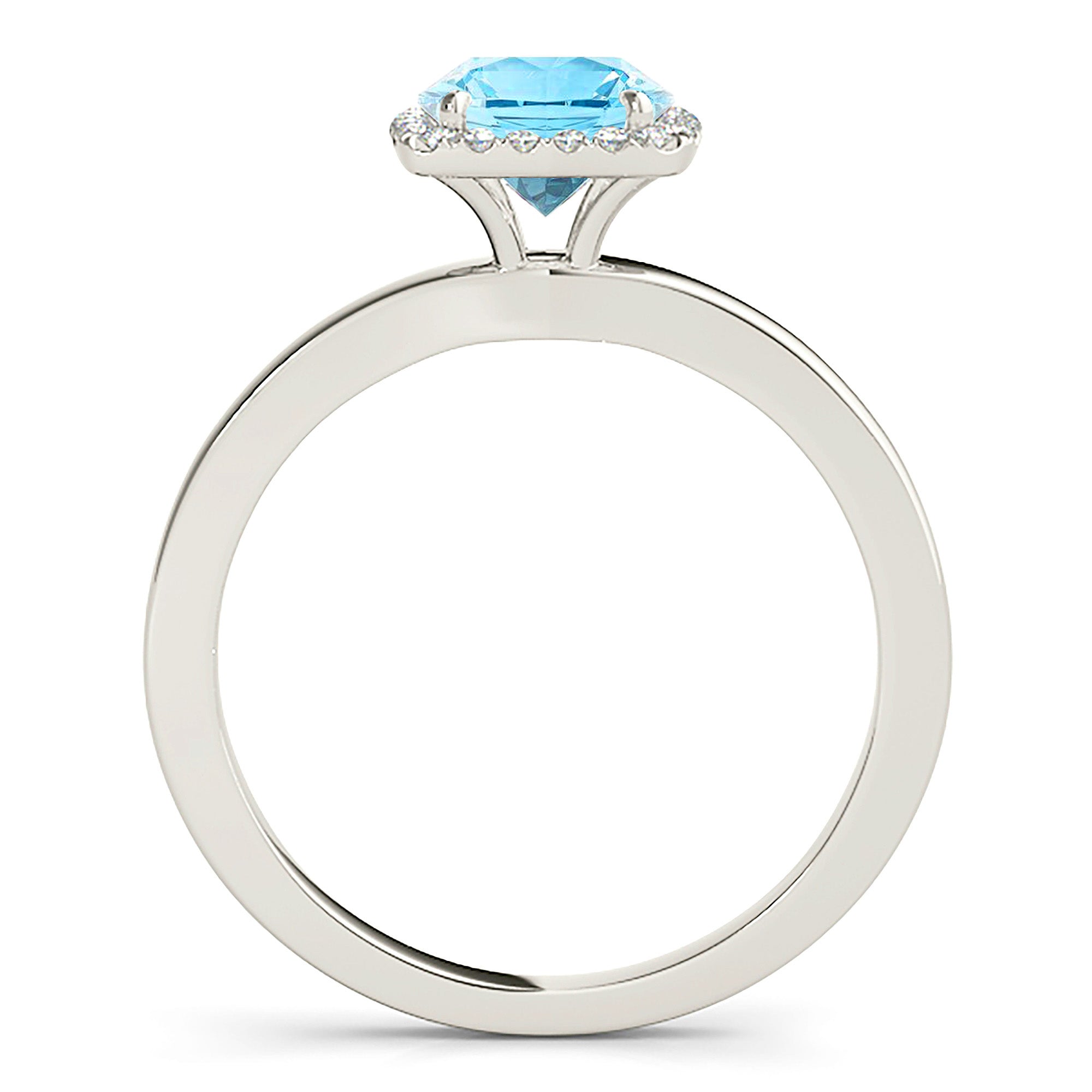 1.75 Carat Genuine Aquamarine Engagement Ring with Cushion Halo - Elegant Wedding, Anniversary & Special Occasion Jewelry Gift for Her
