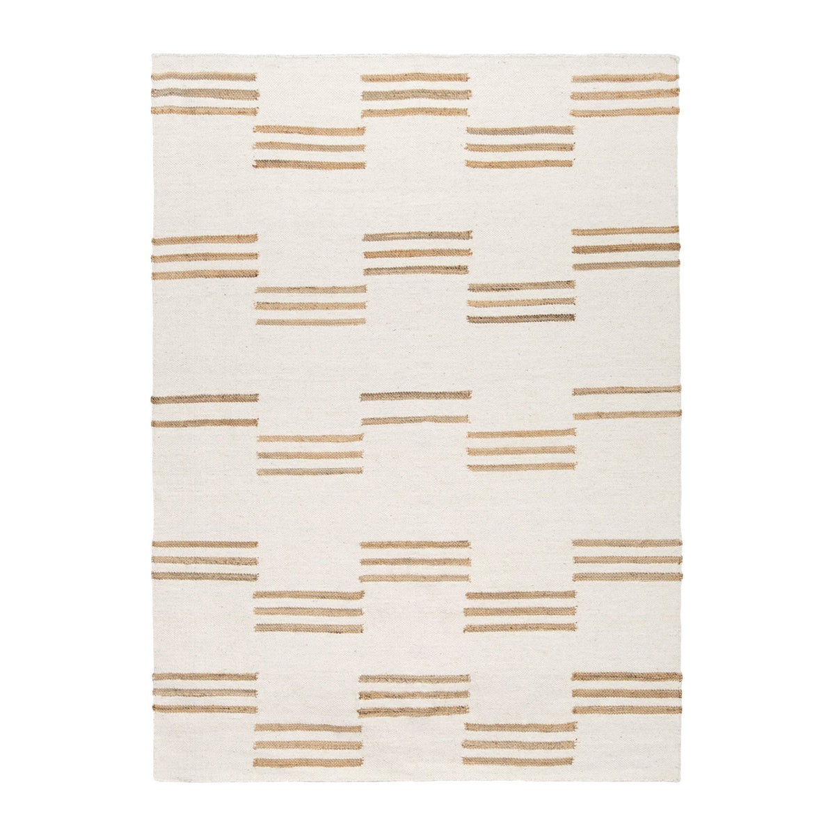 Hendrix Asymmetrical Striped Jute Wool Rug - Bohemian Chic Area Rug for Living Room, Bedroom & Nursery - Soft & Durable Natural Fiber Floor Decor