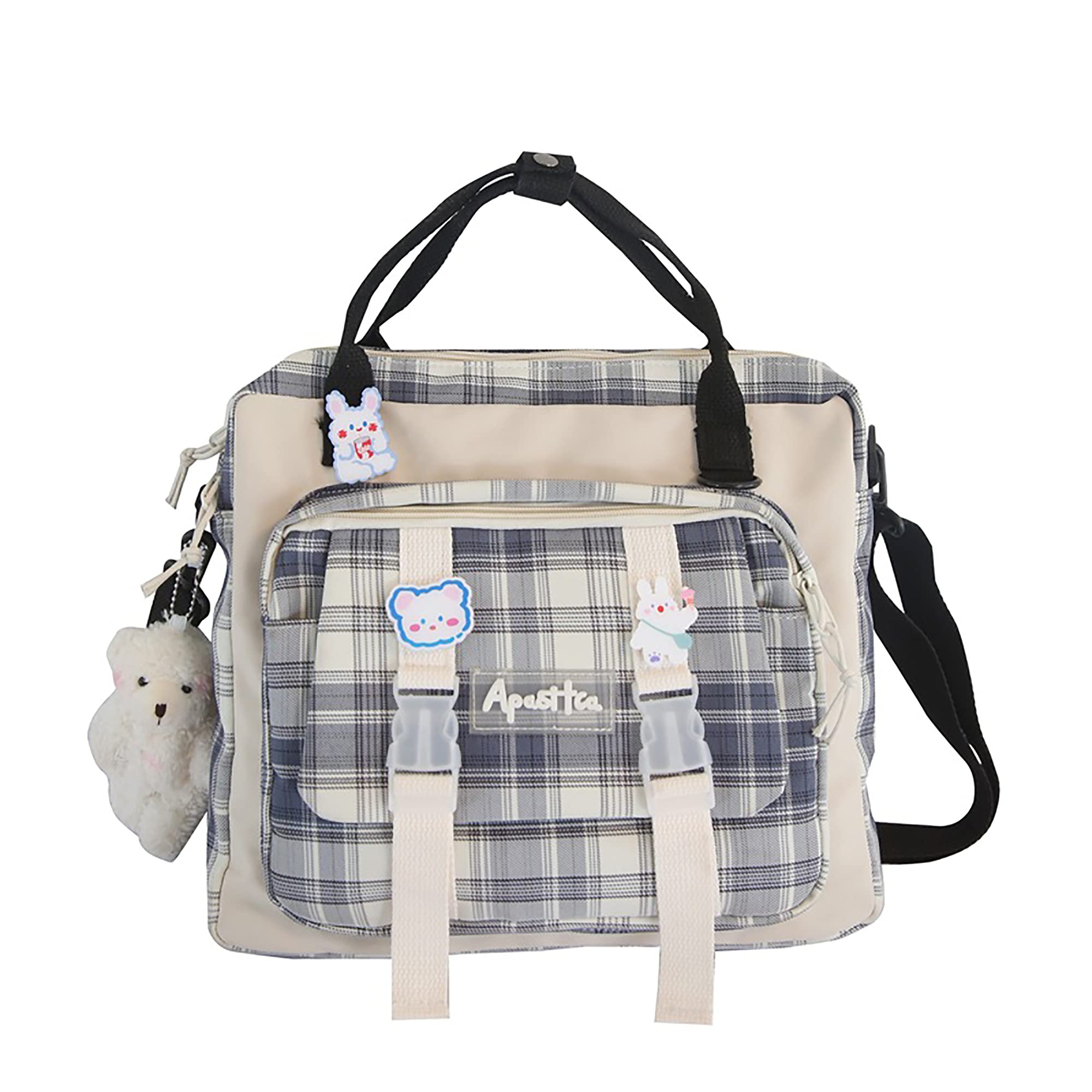 Cute Kawaii Backpack with Adorable Bear Plush Pin - Japanese Style Aesthetic School Bag, Ita Bag for Anime Fans | Perfect for School, Travel & Cosplay