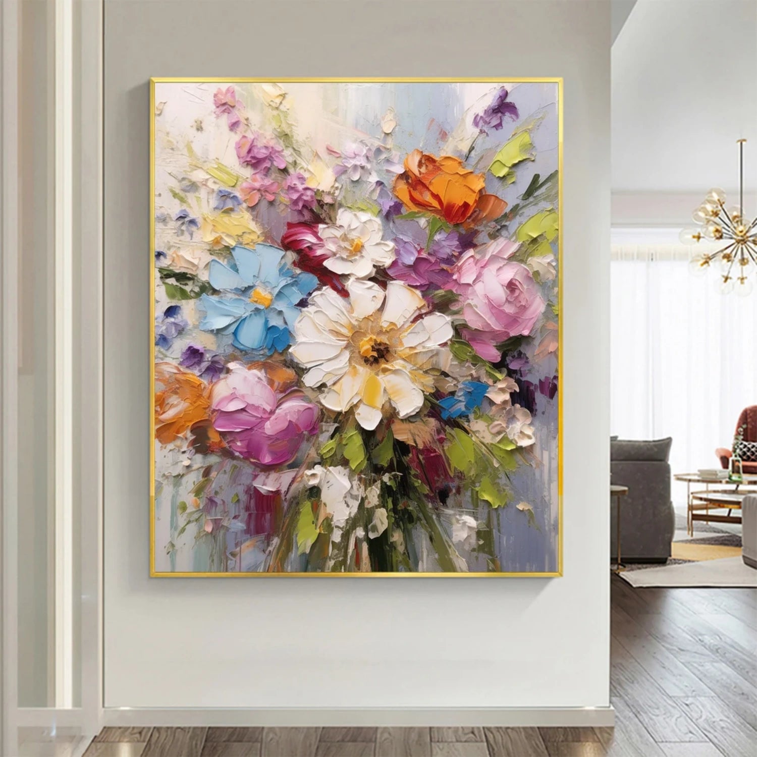 Floral and Tree Landscape Painting #FT185 - Handmade Canvas Art for Home Decor, Living Room, Bedroom & Office Wall