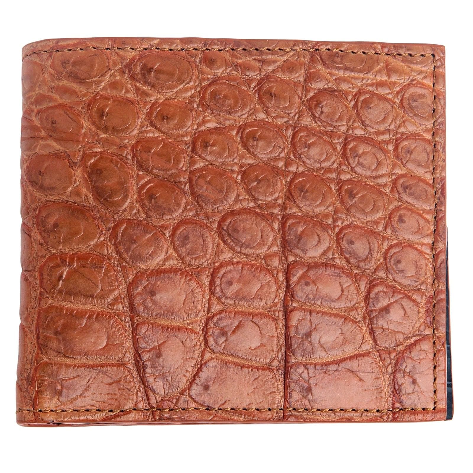 Premium Light Brown Genuine Crocodile Leather Men's Bifold Wallet - Slim RFID Blocking Credit Card Holder for Everyday Carry & Luxury Gift