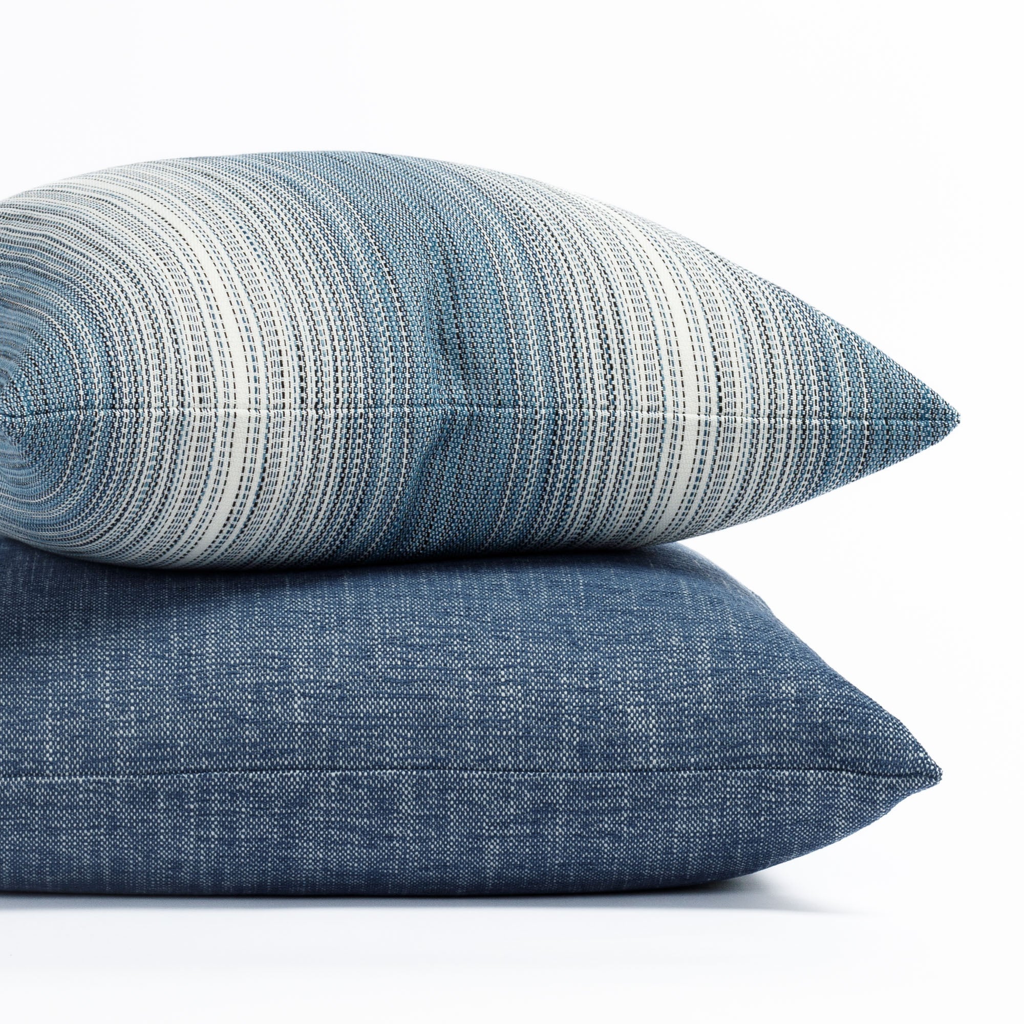 Mateo Stripe 20x20 Outdoor Pillow Cover - Indigo Blue Waterproof Decorative Throw Pillow for Patio, Garden, Poolside & Porch