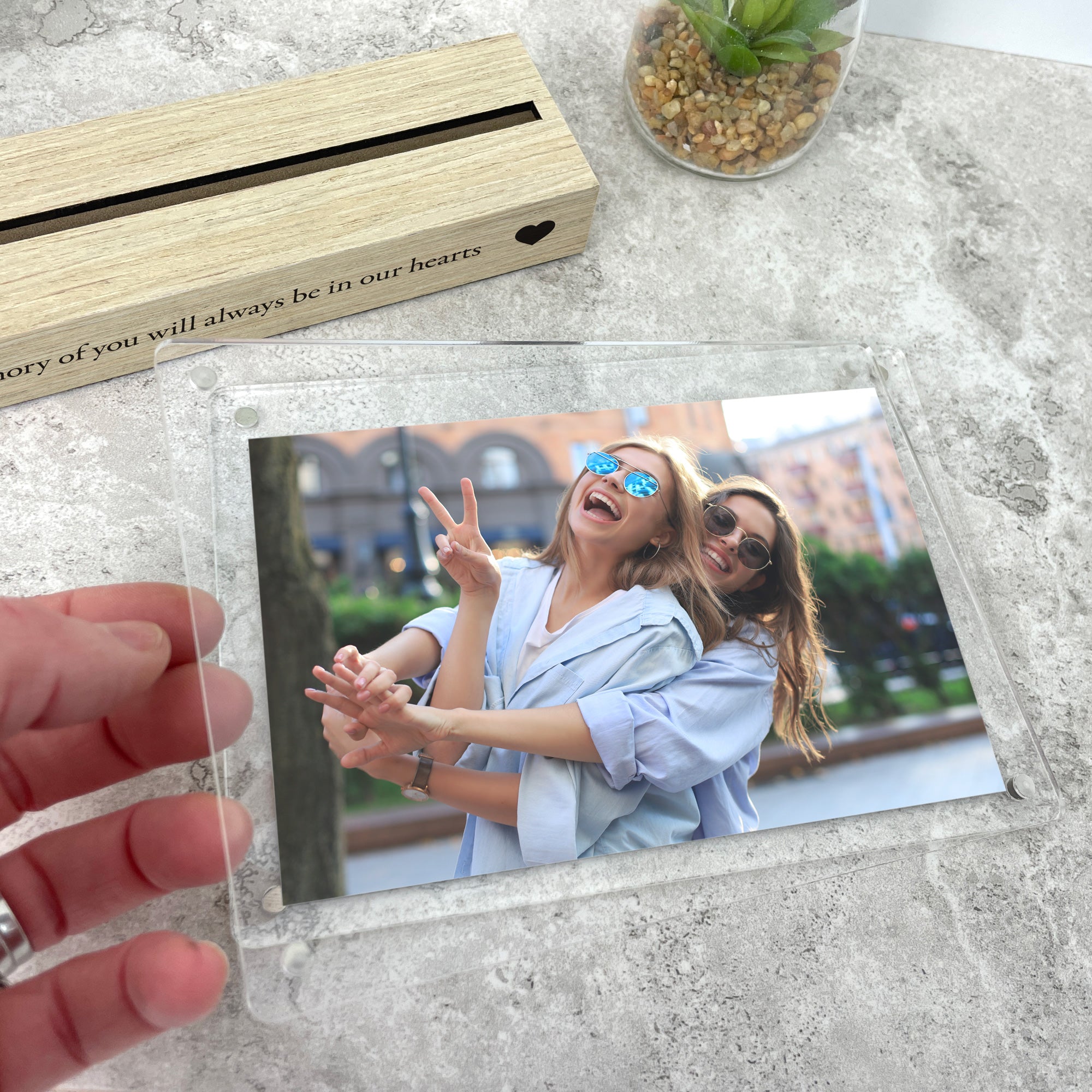 Personalized Wooden Photo Frame 6x4 Inch - Heart Design for Any Occasion - Perfect for Weddings, Anniversaries, Valentine's Day & Home Decor